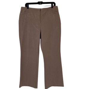 Chico's Wide Leg Pant LP 2.5 Taupe Tan Flat Front‎ Zipper Contemporary Workwear